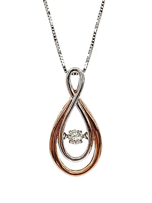 10K White & Rose Gold 0.10cttw Diamond Infinity Pendant, 18"