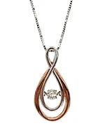 10K White & Rose Gold 0.10cttw Diamond Infinity Pendant, 18"