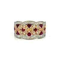 14K White Gold 0.72cttw Ruby and 0.42cttw Diamond Ring - Size 6.5
