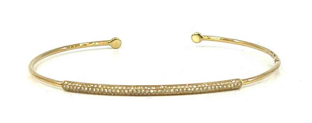 14K Yellow Gold 0.29cttw Diamond Cuff Bangle
