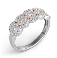 14K White & Rose Gold 0.66cttw Diamond Halo Ring, size 6
