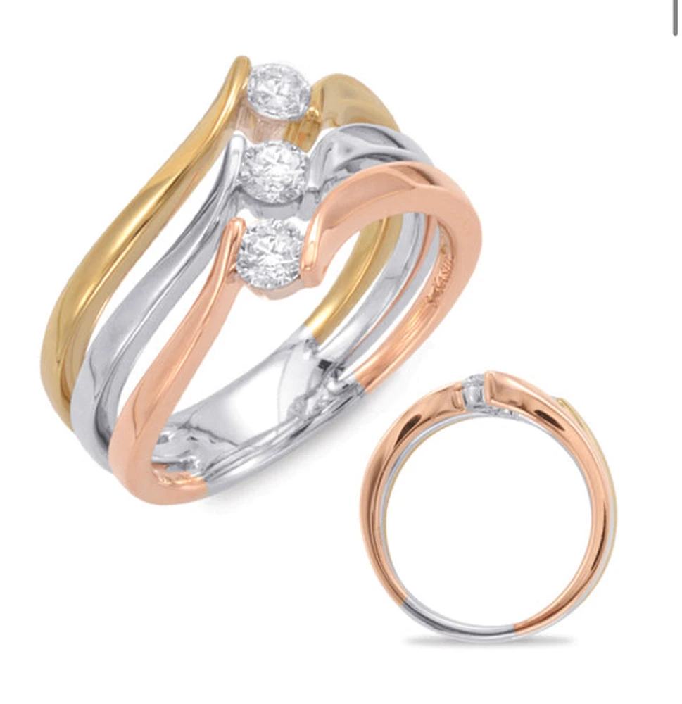 14K Tri Tone Gold 0.40cttw Diamond Ring, size 6
