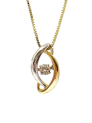 10K White and Yellow Gold 0.09cttw Diamond Pendant, 18"