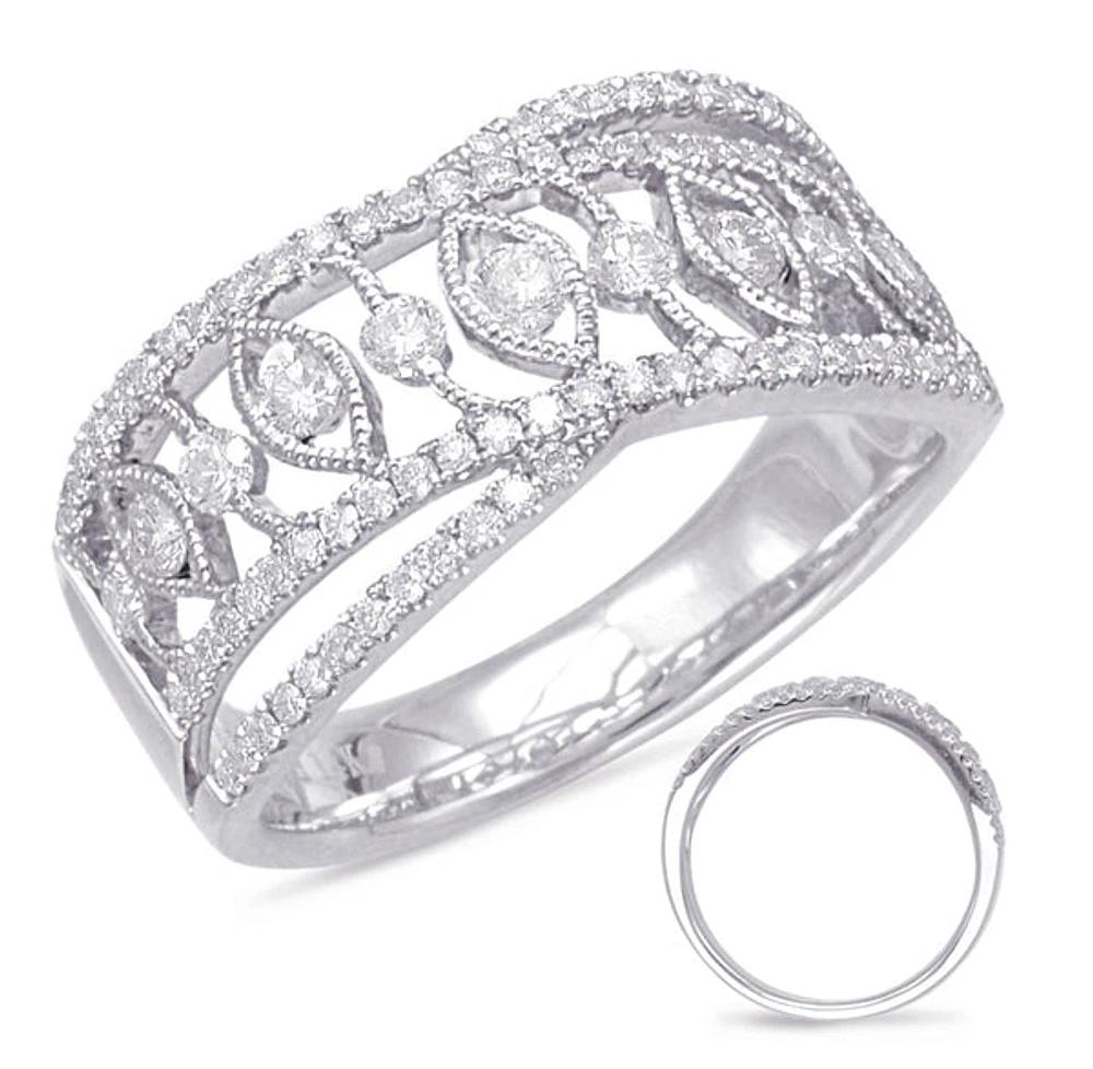14K White Gold 0.62cttw Diamond Ring, size 6