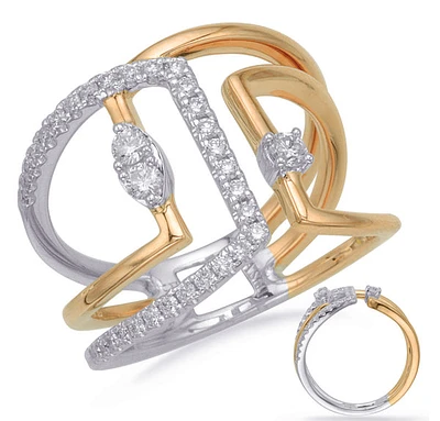 14K 2 Tone Gold 0.37cttw Diamond Ring, size 6