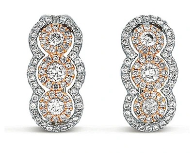 14K White & Rose Gold 0.76cttw Diamond Hoop Earrings