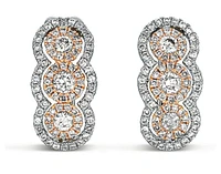 14K White & Rose Gold 0.76cttw Diamond Hoop Earrings