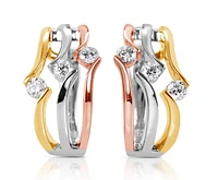 14K Tri Tone Gold 0.54cttw Diamond Hoop Earrings