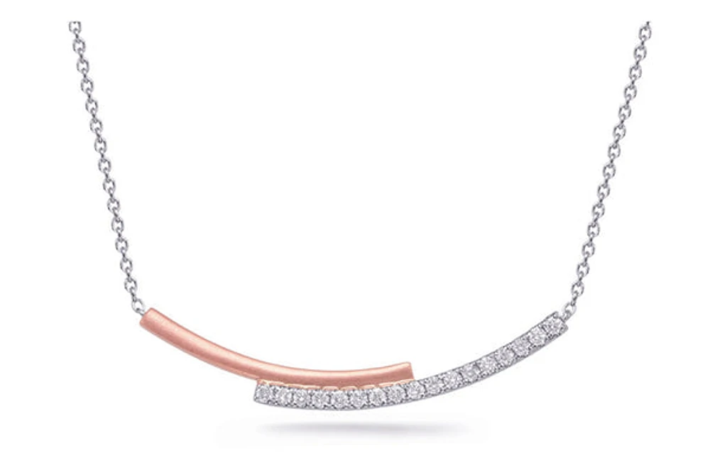 14K White & Rose Gold 0.20cttw Diamond Pendant, 18"