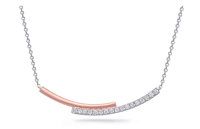 14K White & Rose Gold 0.20cttw Diamond Pendant, 18"