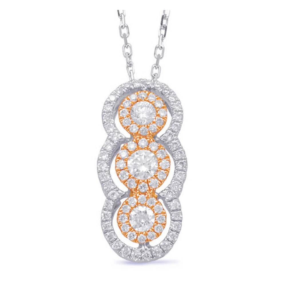 14K White & Rose Gold 0.43cttw Diamond Pendant, 18"