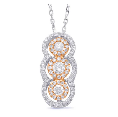 14K White & Rose Gold 0.43cttw Diamond Pendant, 18"