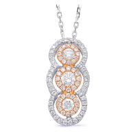 14K White & Rose Gold 0.43cttw Diamond Pendant, 18"