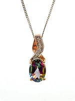 10K White and Rose Gold 1.00cttw Mystic Topaz & 0.012cttw Diamond Pendant, 18"