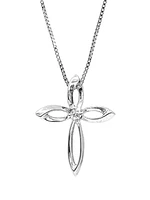 Sterling Silver 0.075cttw Diamond Cross Pendant, 18"
