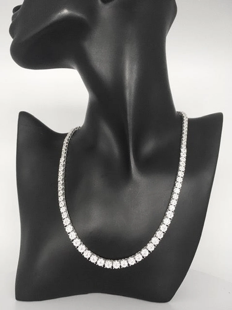 Sterling Silver Cubic Zirconia Tennis Necklace 16