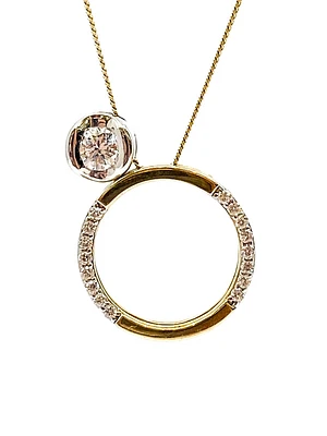 10K White & Yellow Gold 0.137cttw Canadian Diamond Eternity Necklace, 18"