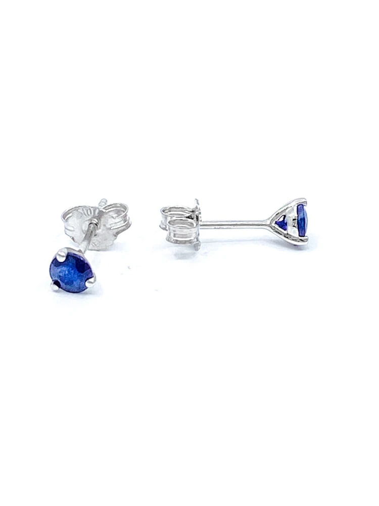 10K White Gold 0.60cttw Genuine Sapphire Stud Earrings