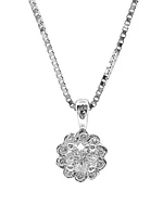 14K White Gold 0.25cttw Canadian Diamond Halo Necklace, 18"