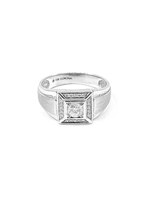10K White Gold Gents 0.30cttw Canadian Diamond Ring, size 10