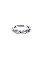 10K White Gold 0.10cttw Genuine Sapphire & 0.14cttw Diamond Ring, size 6.5