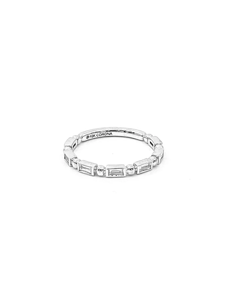 10K White Gold 0.30cttw Baguette Cut Diamond Ring, size 6.5