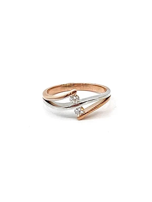 10K White & Rose Gold 0.17cttw Canadian Diamond Ring, size 6.5