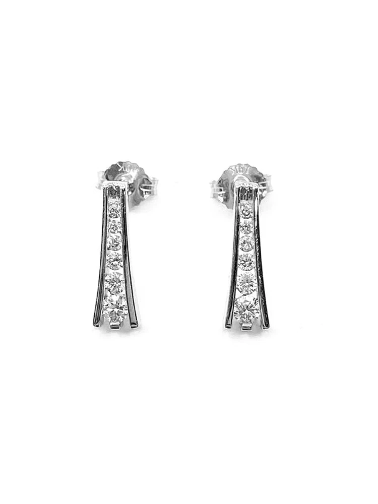 10K White Gold 0.32cttw Diamond Dangle/Drop Earrings