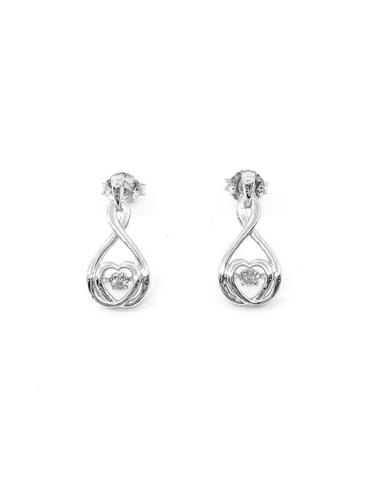 10K White Gold 0.02cttw Diamond Dangle/Drop Heart Shaped Earrings