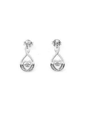 10K White Gold 0.02cttw Diamond Dangle/Drop Heart Shaped Earrings