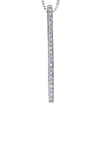10K White Gold 0.10 cttw Diamond Bar Pendant, 18"