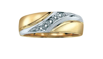 10K White & Yellow Gold 0.05cttw Diamond Gents Ring, size 10