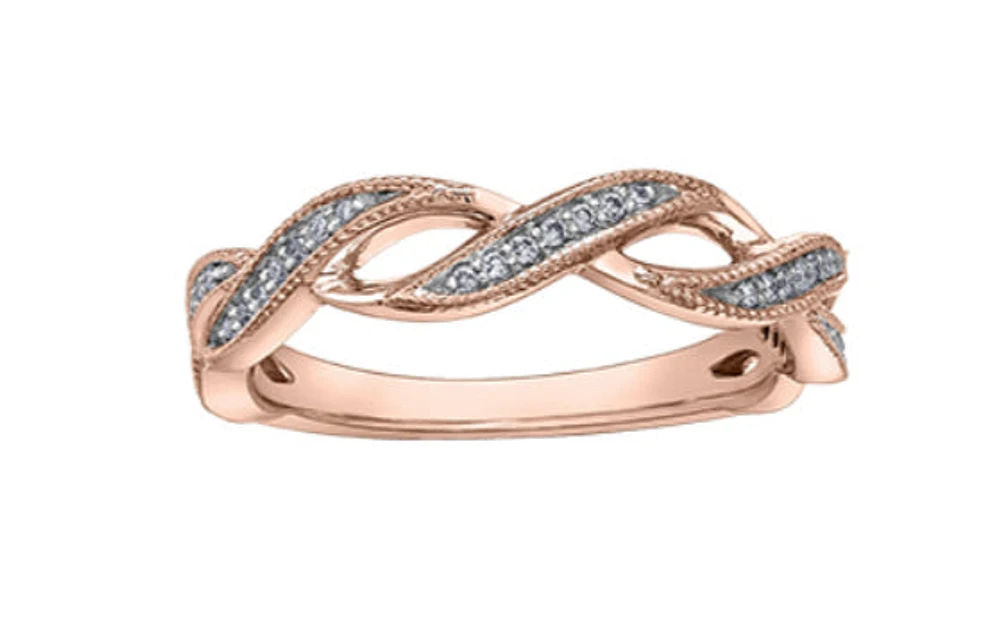 10K Rose Gold 0.095cttw Diamond Ring, size 6.5