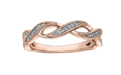 10K Rose Gold 0.095cttw Diamond Ring, size 6.5