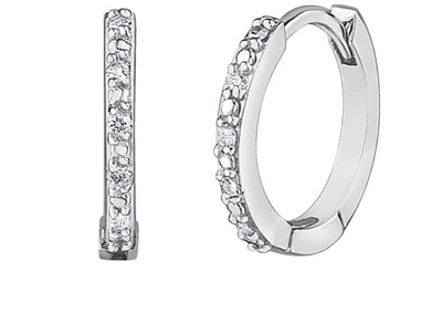 10K White Gold 0.05cttw Diamond Hoop / Huggie Earrings