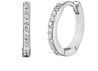 10K White Gold 0.05cttw Diamond Hoop / Huggie Earrings