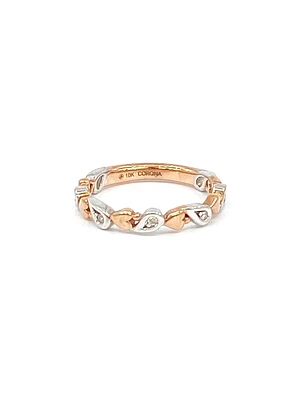 10K White & Rose Gold 0.05cttw Diamond Heart Ring, size 6.5