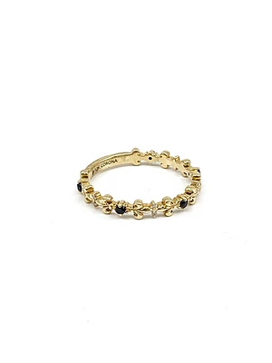 10K Yellow Gold 0.04cttw Genuine Sapphire & 0.02cttw Diamond Ring, size 6.5