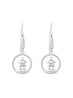 925 Sterling Silver 0.01cttw Canadian Diamond Inukshuk Dangle Earrings