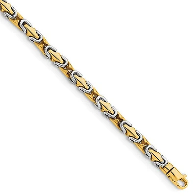 14K Two-tone 4.2mm Hand Polished Fancy Byzantine Link with Lobster Clasp Chain