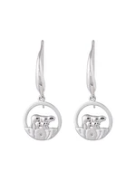 925 Sterling Silver 0.01cttw Canadian Diamond Mother Bear and Cub Dangle Earrings