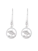 925 Sterling Silver 0.01cttw Canadian Diamond Mother Orca and Calf Dangle Earrings