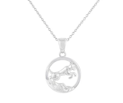 925 Sterling Silver 0.015cttw Canadian Diamond Mystic Lynx Pendant