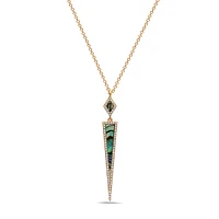 14K Yellow Gold Abalone Shell and 0.17cttw Diamond Necklace, 18"