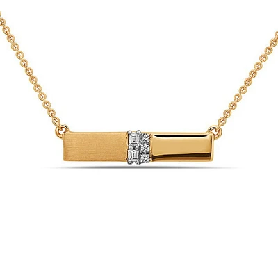 14K Yellow Gold 0.06cttw Diamond Bar Pendant, 18"