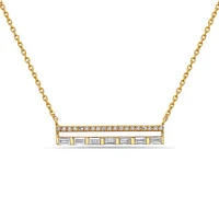 14K Yellow Gold 0.22cttw Diamond Bar Pendant, 18"