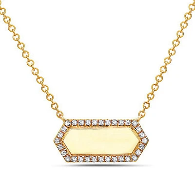 14K Yellow Gold 0.10cttw Diamond Pendant, 18"