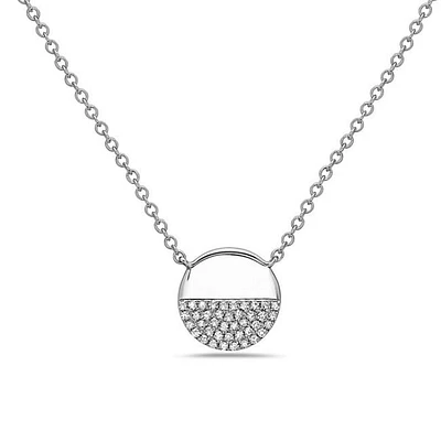 14K White Gold 0.08cttw Diamond Pendant, 18"