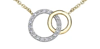 10K White & Yellow Gold 0.09cttw Diamond Double Infinity / Circle Necklace, 18"
