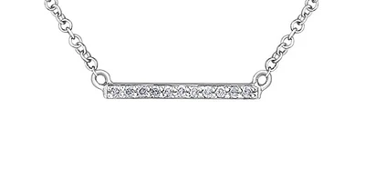 10K White Gold 0.055cttw Diamond Bar Necklace, 18"